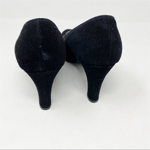 💋3/$20💋 VTG Hill & Dale Floral Embroidered Black Suede Pumps - Picture 4 of 10